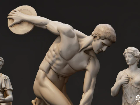 Famous Greek Statues Pack 3D Model