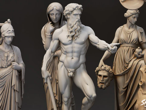 Famous Greek Statues Pack 3D Model