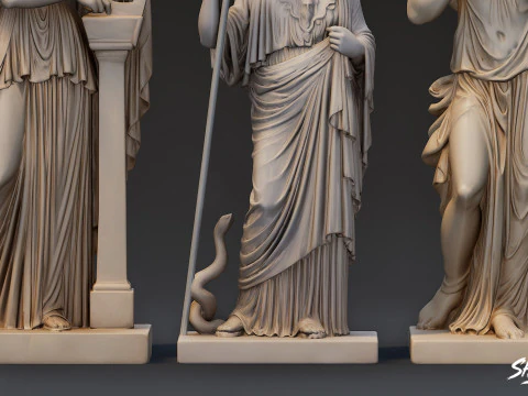 Famous Greek Statues Pack 3D Model