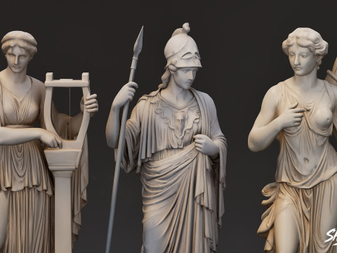 Pacote de estátuas gregas famosas Modelo 3D