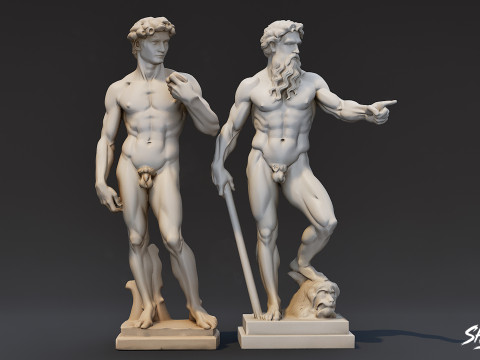 Pacote de estátuas gregas famosas Modelo 3D