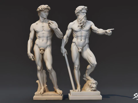 Famous Greek Statues Pack 3D Model