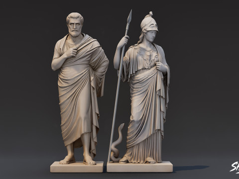 Pacote de estátuas gregas famosas Modelo 3D