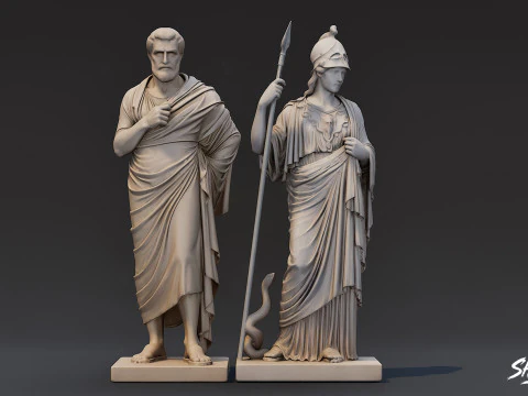 Famous Greek Statues Pack 3D Model