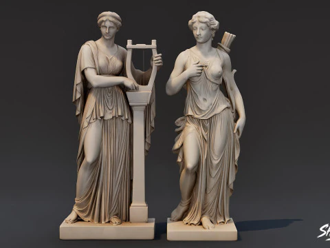 Famous Greek Statues Pack 3D Model