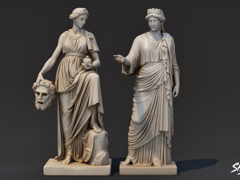 Pacote de estátuas gregas famosas Modelo 3D