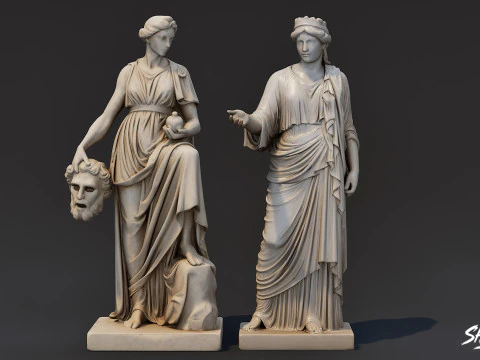 Famous Greek Statues Pack 3D Model