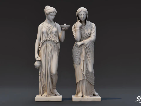 Famous Greek Statues Pack 3D Model