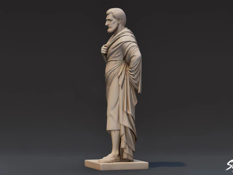 Greek Philosopher Statue 3D Model