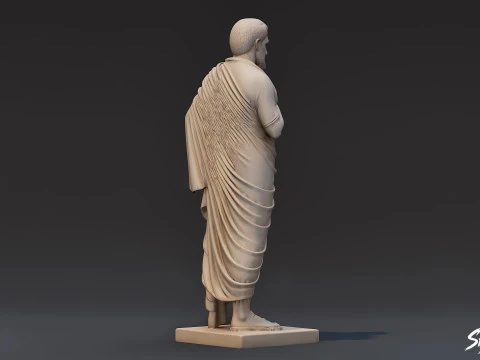 Greek Philosopher Statue 3D Model