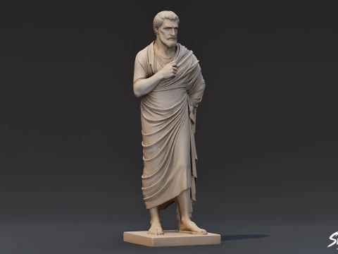 Greek Philosopher Statue 3D Model
