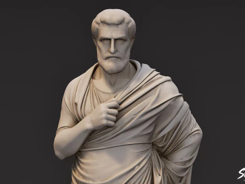 Greek Philosopher Statue 3D Model