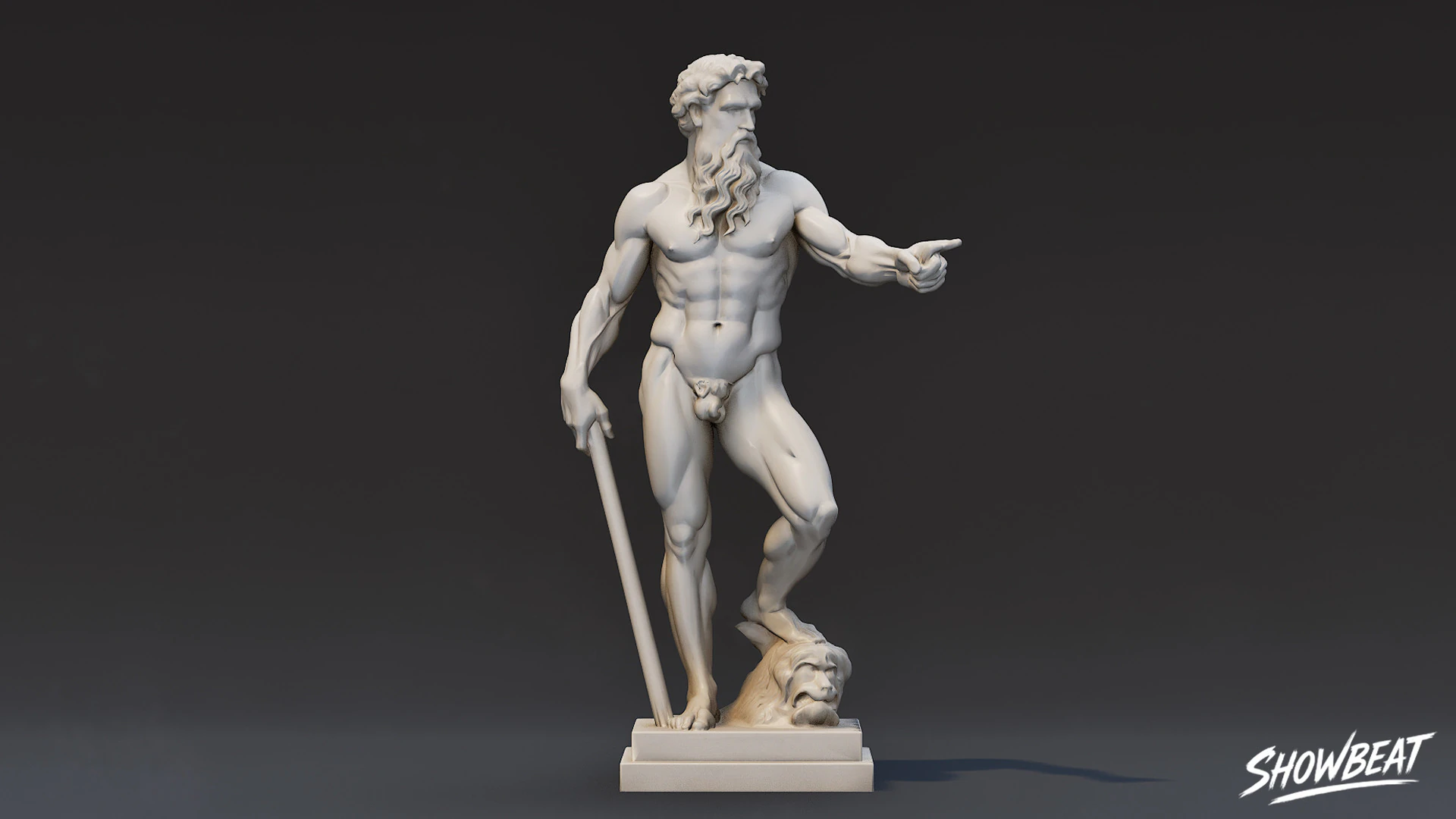 Heracles Statue 3D Model .c4d .max .obj .3ds .fbx .stl .blend 