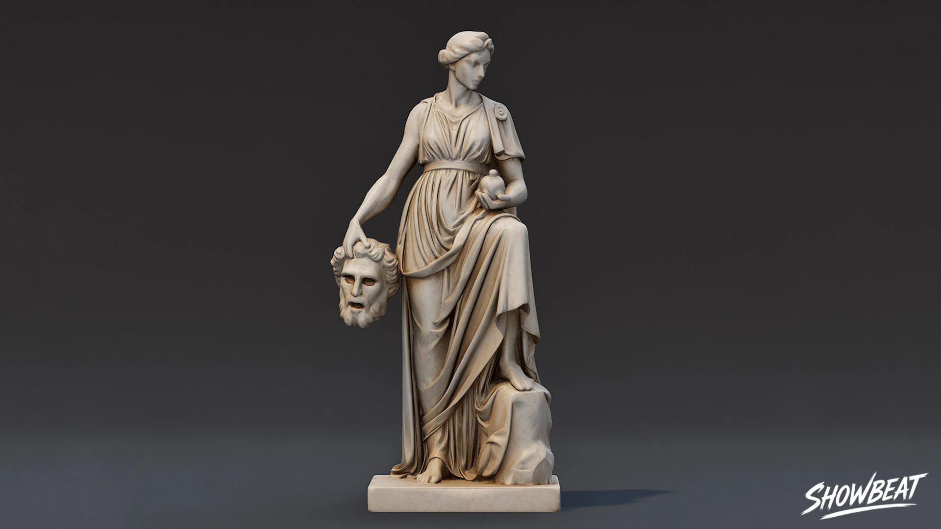 Melpomene Statue 3D Model .c4d .max .obj .3ds .fbx .stl .blend 