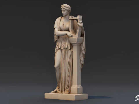 Muse with Lyre Statue 3D Model