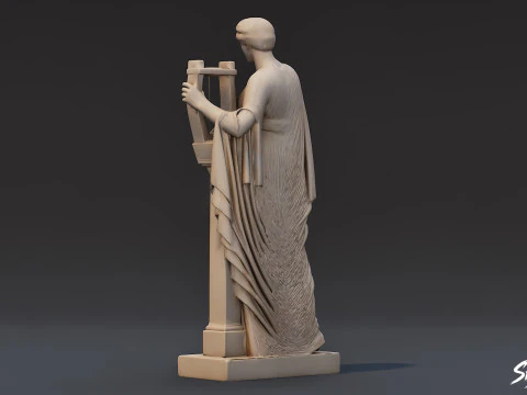 Muse with Lyre Statue 3D Model