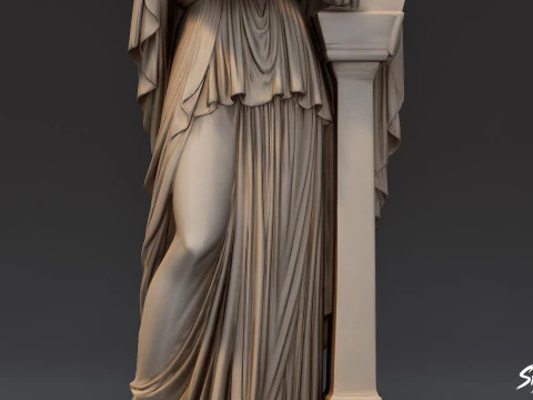 Muse with Lyre Statue 3D Model