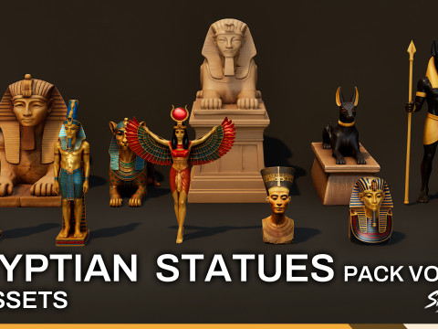 Pack de statues du mythe royal égyptien VOL1 Modèle 3D