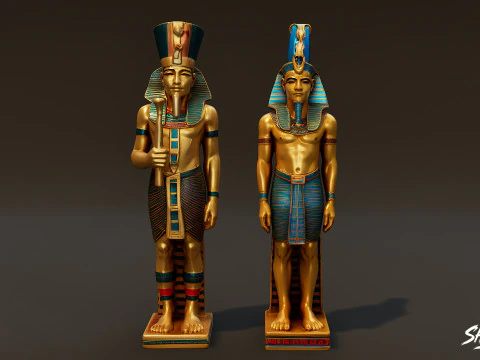 &Auml;gyptische k&ouml;nigliche Mythos-Statuenpackung VOL1 3D Modell