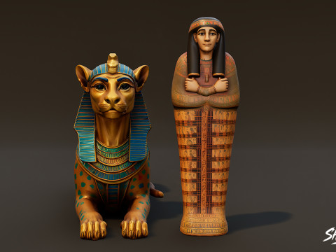 Mısır Kraliyet Efsanesi Heykel Paketi VOL1 3D Model