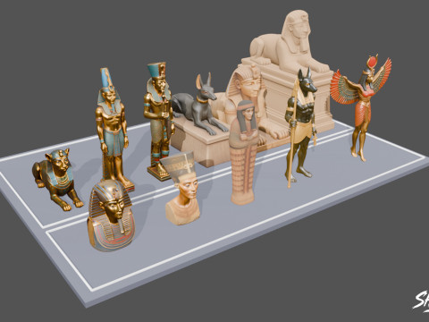 Mısır Kraliyet Efsanesi Heykel Paketi VOL1 3D Model
