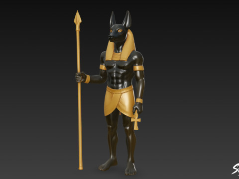 मिस्र की अनुबिस भगवान की मूर्ति 3D मॉडल