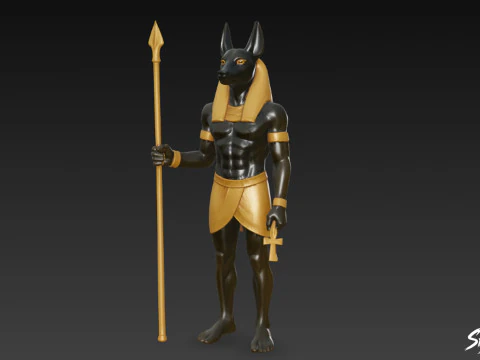 Estatua egipcia del dios Anubis Modelo 3D