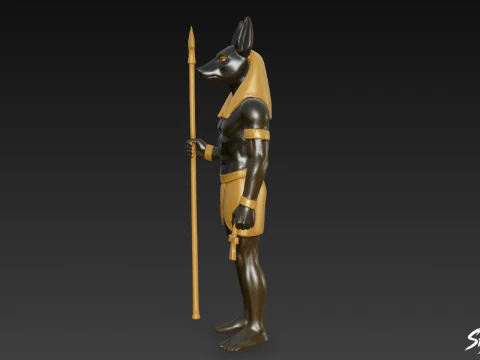 Egyptian Anubis God Statue 3D Model