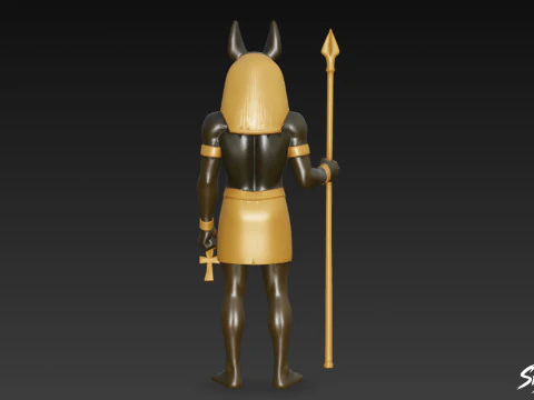 Egyptian Anubis God Statue 3D Model