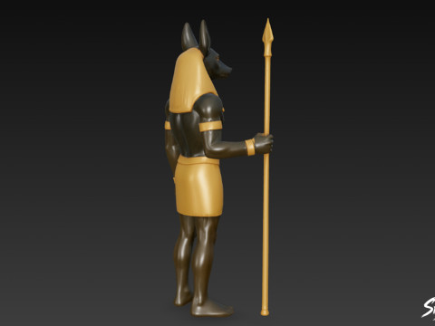 Patung Dewa Anubis Mesir Model 3D