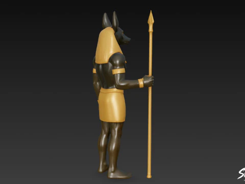 Egyptian Anubis God Statue 3D Model