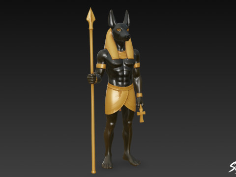 Patung Dewa Anubis Mesir Model 3D