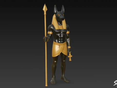 Egyptian Anubis God Statue 3D Model