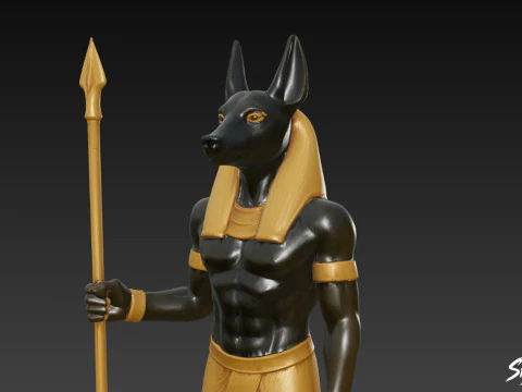 Egyptian Anubis God Statue 3D Model