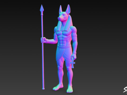 Patung Dewa Anubis Mesir Model 3D