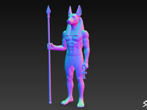 Egyptian Anubis God Statue 3D Model