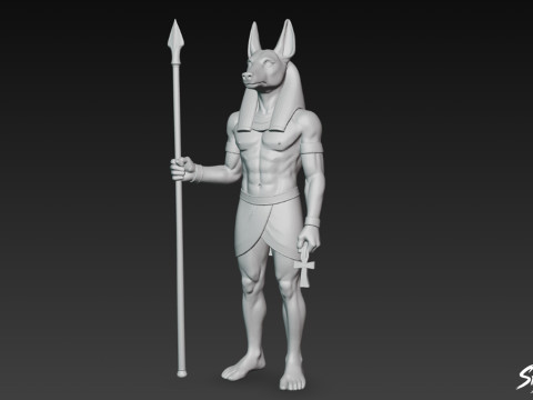 Patung Dewa Anubis Mesir Model 3D