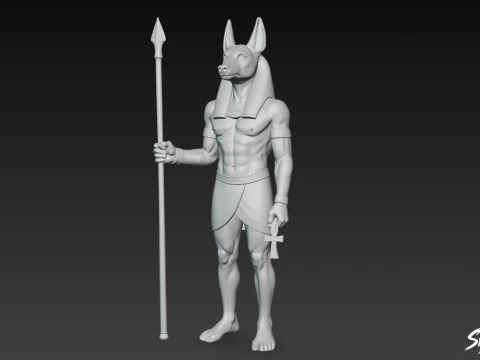 Egyptian Anubis God Statue 3D Model