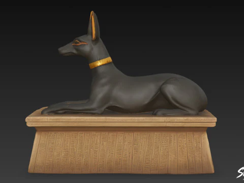 Egyptian Anubis Jackal Statue 3D Model