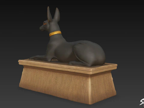 Egyptian Anubis Jackal Statue 3D Model