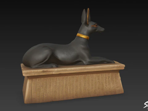 Egyptian Anubis Jackal Statue 3D Model