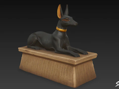 Egyptian Anubis Jackal Statue 3D Model