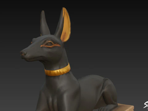 Egyptian Anubis Jackal Statue 3D Model