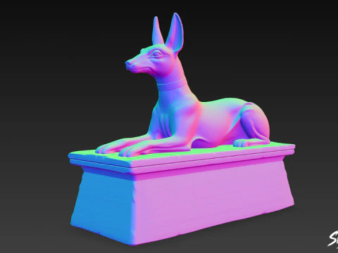 Egyptian Anubis Jackal Statue 3D Model