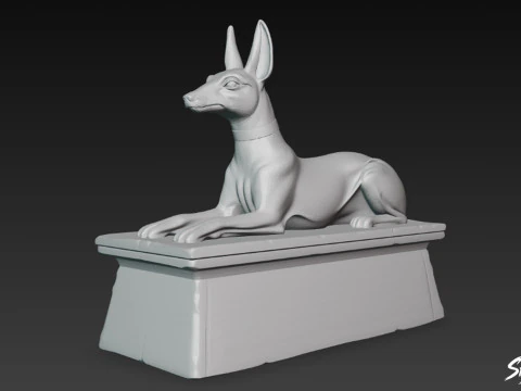 Egyptian Anubis Jackal Statue 3D Model