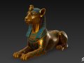 Egyptian Feline Sphinx Statue 3D Model