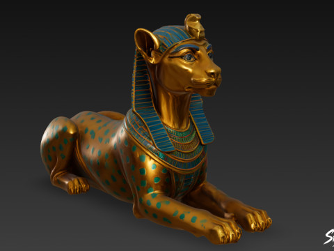 Estatua de la esfinge felina egipcia Modelo 3D