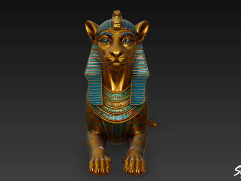 Estatua de la esfinge felina egipcia Modelo 3D