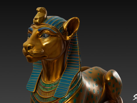 Estatua de la esfinge felina egipcia Modelo 3D