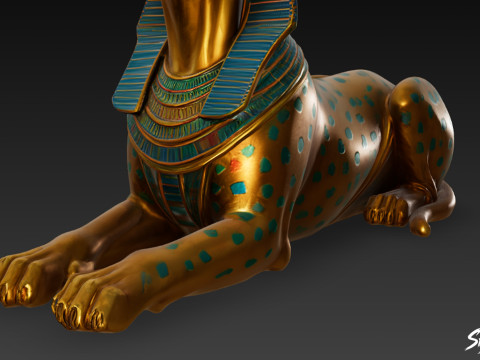 Estatua de la esfinge felina egipcia Modelo 3D